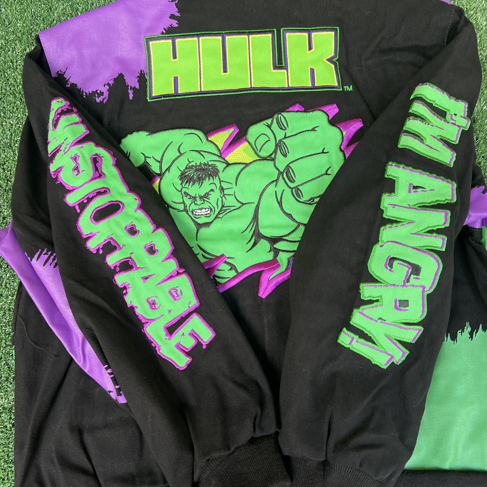 NWT VTG JH Design Hulk Jacket Youth 2XL Black Men's S Crop Boxy Racing Marvel - Picture 11 of 12